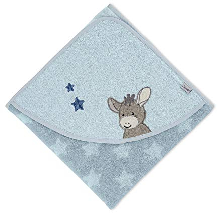 Sterntaler Kapuzenbadetuch Esel Emmi, Alter: ab 0 Monate, 100 x 100 cm, Baumwolle , Mittelblau