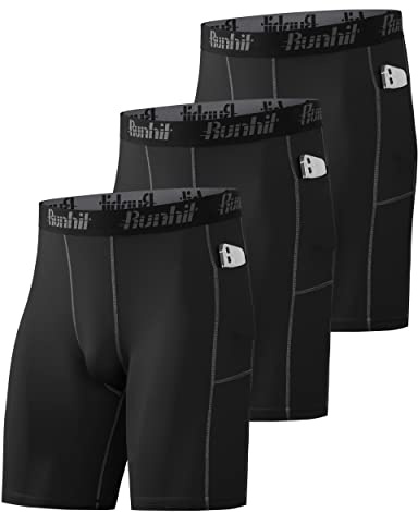 Runhit 3er Pack Herren Kompressionsshorts - Base Layer Sport Unterhosen Funktionsunterwäsche Tight Kompressionshose Kurz Laufunterwäsche Radlerhose