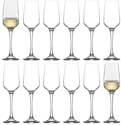 LAV 12x Clear 230ml Lal Glass Champagne Flutes - Reusable Prosecco Wine Wedding Party Drinking Glasses Gift Set