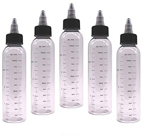 DIY-24H 100ml Twist Cap Drehverschluss Leerflasche mit Skala,Flasche, Bottle, Spender, Tröpfler für Liquids, Reiniger (5x - 100ml)