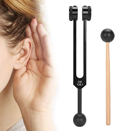 Brrnoo 136,1 Hz Stimmgabel, medizinische Stimmgabel, aus Aluminiumlegierung, Yoga, Werkzeug zur Einstellung der Klangtherapie, Vibrationstest mit Gummihammer