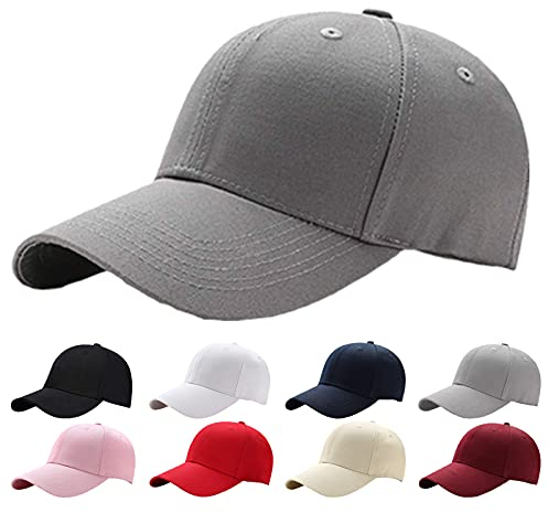 Baseball Cap Herren Damen，Unisex Kappe Verstellbar Reine Farbe Baseboard Baseballkappe Mütze，grau