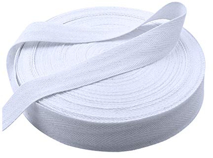 JUHONNZ Nahtband Baumwolle,45 Meter Baumwollband Natur Baumwoll Gurtband Köperband Schrägband für Heimwerker, Handwerk, Nähen, Stricken, Geschenkverpackungen, Weiß 2cm