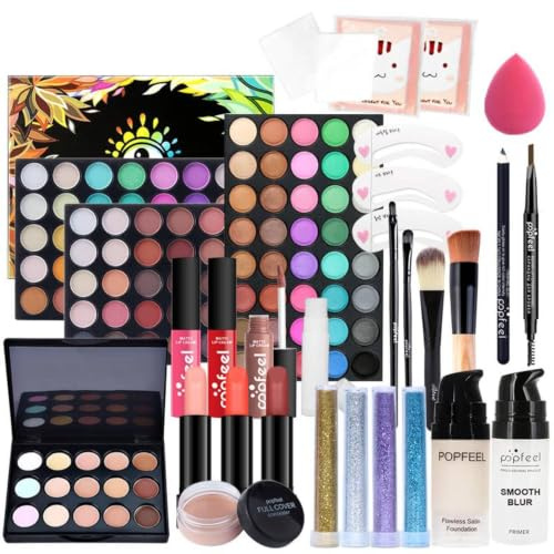 All in One Make Up Set, Schminke Set für Frauen, Makeup Set Starter Kit Multifunktions Kosmetik Schmink Kit mit Lidschatten Palette, Lippenstift, Eyeliner, Mascara, Pinsel Für Frauen Mädchen