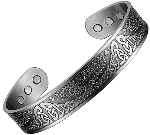 Pulsera de cobre de plata anti para la vida de los hombres de la terapia magnética del árbol para el alivio de la artritis
