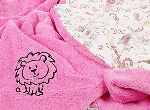 Kaarsgaren Babydecke für den Kinderwagen, leichte Decke für Baby, luftige Babydecke, doppellagige Kinderdecke (Rosa Löwe, 70 x 100 cm)
