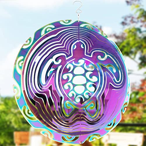 Wind Spinner -Outdoor Hanging Wind Spinners For Yard And Garden,3D Metal Wind Sculptures Kinetic Art Yard Spinners,Indoor/Outdoor Décor Windspinner Wind Catchers Chime Hanging Garden Decor -Turtle 10