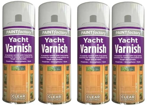 SDMAX Yacht Varnish Spray Paint with Gloss Finish, Protects Exterior Woods, Special Resistance in Marine Environments, Ideal for Boats, Yachts and Furniture 250 ML (Pack of 4)