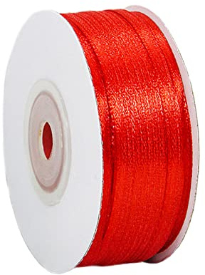 3mm x 91m Thin Red Ribbon Dark Red Christmas Ribbon for Gift Wrapping, 1/10 inch Slim Burgundy Satin Ribbon for Christmas Cake Xmas Gift Wrapping Bow Bouquet Crafts Decorations