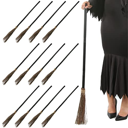 Bamba de Halloween de bruja, paquete de 12, 3 piezas de escoba de bruja atornillable, accesorio de disfraz de Halloween