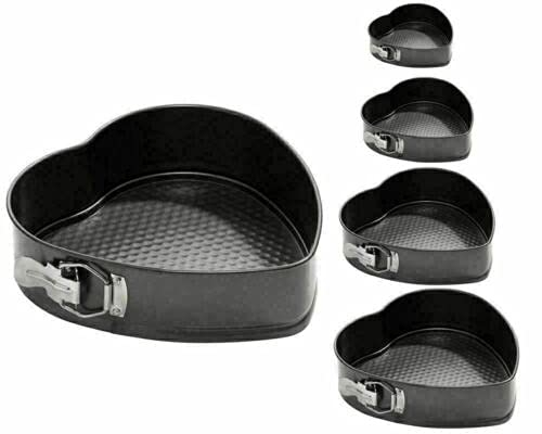 New 5 PCS Heart Shaped Cake TIN Non Stick Baking PAN Set