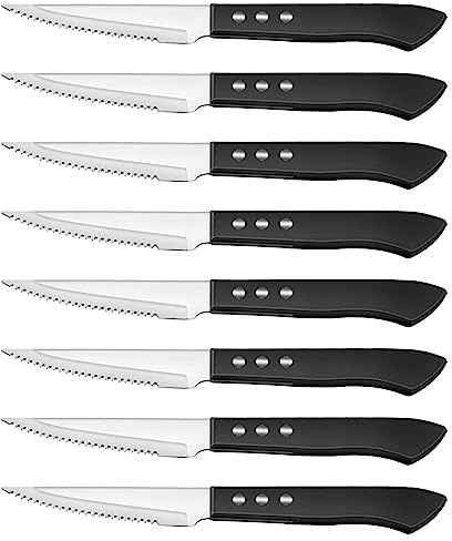 Pleafind coltelli da bistecca, 8 pezzi affilati, coltelli da tavola acciaio inox, per la carne, lavabile in lavastoviglie