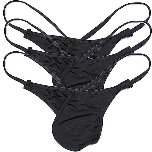 Faringoto Herren-Stringtanga, Stringtanga, String, Dessous, Eisseide, G-String, T-Rücken, Mikro, 3 Schwarz, X-Large
