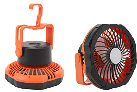 Nimomo LED Camping Ventilator, USB Tischventilator Tragbarer Campingventilator mit Licht, 4 Geschwindigkeiten 4000mah Wiederaufladbarer Ventilator Rotieren Zelt Ventilator Für Camping, Angeln, Büro