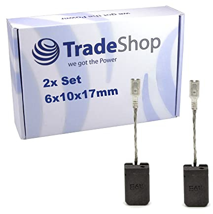 Trade-Shop 1607000V53 - Escobillas de carbón para motores, 6 x 10 x 17 mm, para amoladora angular Bosch (sustituye a 1607000V37, 1607000V53)