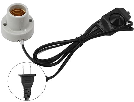Aqur2020 Reptile Ceramic Heat Lamp Holder, Light Fixture Holder E27 Socket High Temperature Proof, Easy Installation, Universal Usage for Tortoise (US Plug 120V)