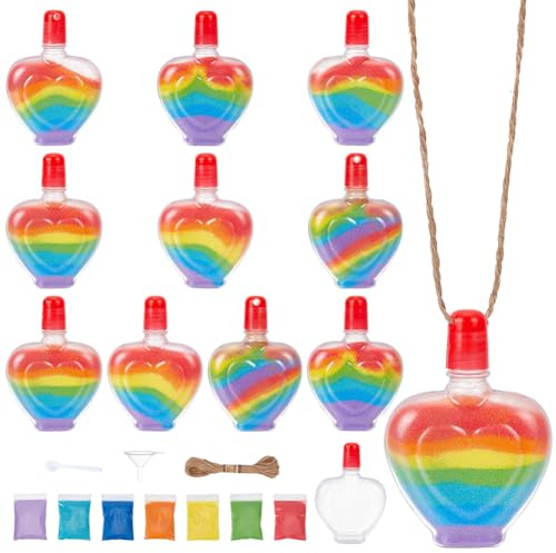 WEBEEDY 10 Ensemble de Bouteilles D'Art de Sable en Coquille, Kits de Conteneurs D'Artisanat D'Art de Sable, Colliers de Bouteilles pour Cadeaux de Fête de Mariage Bricolage