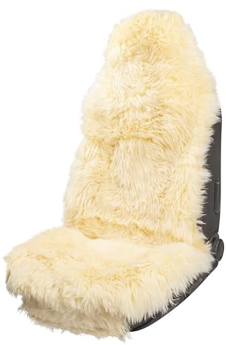 Walser Premium Lammfell Sitzauflage Marla, 100% Lammfell Autositz Sitzauflage mit 5cm Wollhöhe, Sitzschoner Fell, Sitzbezug Auto, Sitzschoner Fell, Schonbezug Fell beige