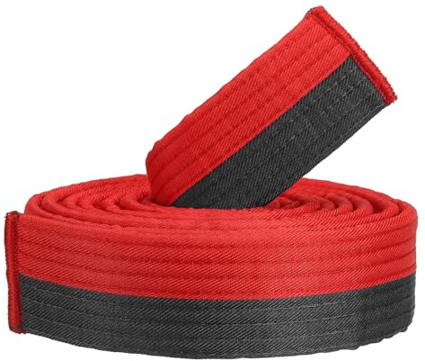 PATIKIL Taekwondo färgat rankningsbälte, 4 cm x 18 cm 2,4 m polyester kampsport judo karate bälte för tränarundervisning, röd-svart