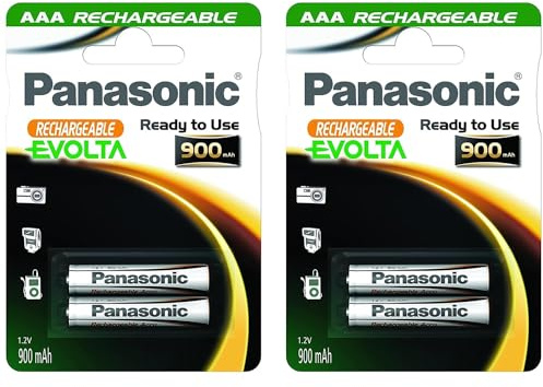 PANASONIC Evolta AAA Micro HR03 - Confezione da 2 blister da 900 mAh, 1,2 V