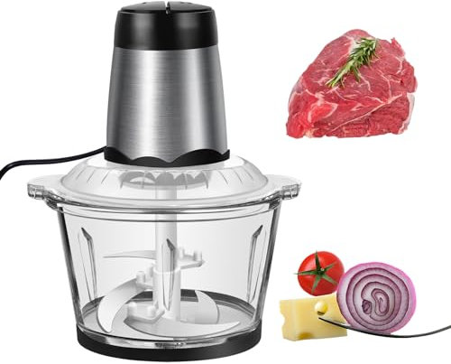 Electric Food Chopper, Multi Chopper, 2L Mini Chopper with Glass Bowl, 2 Speeds Control, Food Chopper for Vegetables, Electric Processor Blender Chopper Electric