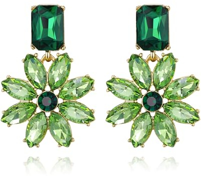Clearine Sparkle Bling Rhinestone Marquise Smaragd Schliff Cluster Blume Ohrringe für Damen Sommer Partei Schmuck