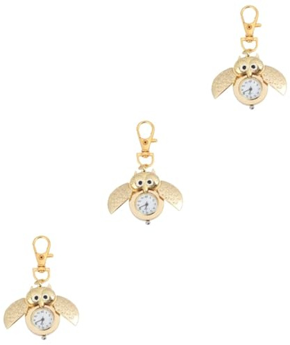 SAFIGLE 3stücke Owl Design Taschenuhr Kreative Kettenuhr Mit Batterie Langlebig Und Dekorativ Als Schlüsselanhänger Oder Für Damen Und