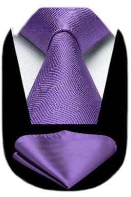 HISDERN Krawatten für Herren Klassische Hochzeit Krawatte mit Einstecktuch Set Formal Elegant Taschentuch Business Party