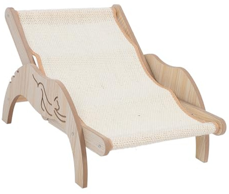 Kattstol, Kattgunga Kattsäng Hopfällbar Kattstrand Förhöjd Kattsäng Halksäker Hundsäng i trä Kattskrapa Lämplig för små och Medelstora Katter, 15,35x13,78x11,42in (Sisal stil)