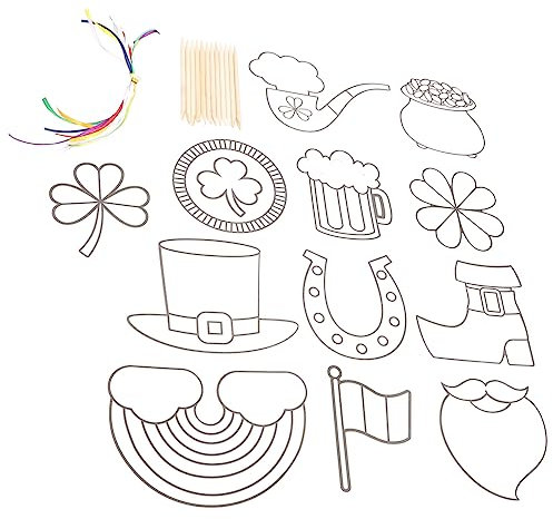Lurrose St. Patrick's Day Bastelsets 72-teiliges Kratzpapier-spielzeug für Jungen und Mädchen Set mit Grünem Hut und Kleeblatt Dekorationszubehör