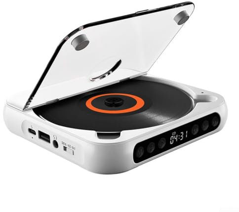 PETSTIBLE Lettore CD portatile con altoparlanti integrati e batteria ricaricabile, design anti salto per ascoltare musica ovunque (bianco)