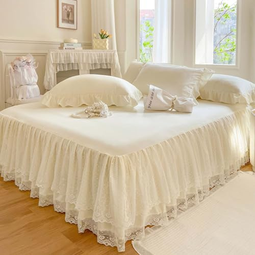 HLTQL Boxspringbett Husse Komplett Bettrock Mit Spitze Bed Skirts & Valances Bett Husse Box Spring Bett Betthusse RüSchen Betthusse FüR Boxspringbett 180x200(#1,200x220cm)