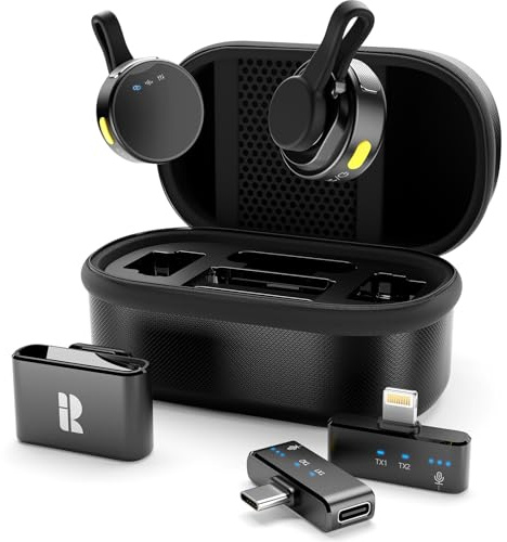 Rythflo Wireless Mini Microphone for Camera/iPhone/Android/iPad/Laptop, Lav Mic with Charging Case, AI Noise Reduction, 50H Battery, 230ft Range, Lavalier Microphone for Video Recording, YouTube, Vlog