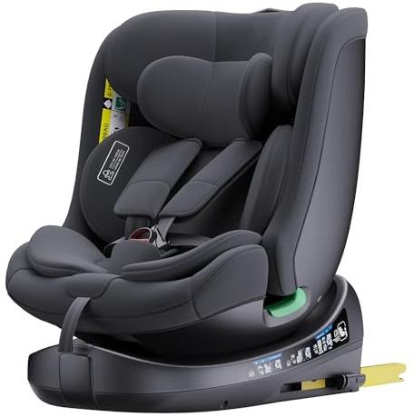 YAZOCO Siège auto bébé, I-SIZE 40-150 cm, 360° pivotant 0 à 36 kg évolutif, dès la naissance et jusqu'à 12 ans environ, Groupe 0/1/2/3, Isofix, RWF, FWF, Protections latérales sièges auto (Noir)
