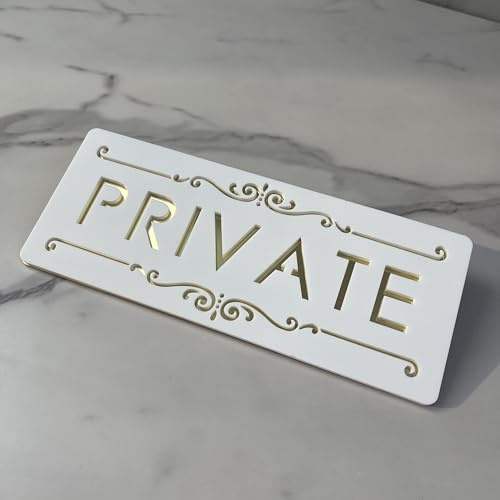 Personalised Laser Cut Acrylic Door Sign – 25x10cm Custom Address Plaque for Letterbox, Office, Flat, Business – Modern Name Plate Outdoor (Matte white & gold mirror)