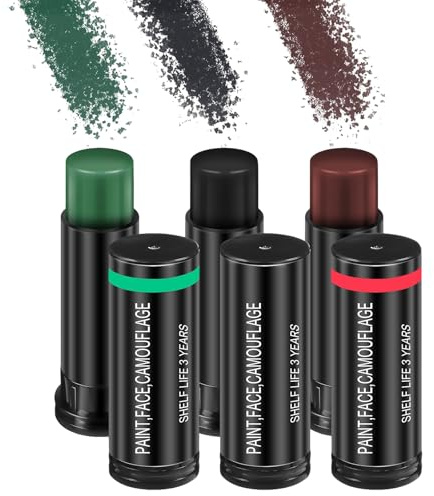 Camouflage Face Paint Sticks, 3 Color Camo Face Paint, 3 Pezzi Pittura Per Il Viso Mimetica, Mini Set Di Pittura Per Il Viso, For Halloween, Cosplay, (Verde, Marrone, Nero)