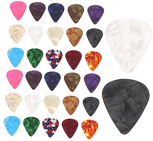 Gitarrenplektren 0, 46mm Kunststoff für Bass und Akustik | Glatte Oberfläche, 32 Stück, Leicht zu Verstauen, Zubehör für Saiteninstrumente