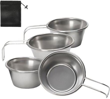 Vasos de acero inoxidable | Taza de café pequeña de 50 ml, 4 tazas pequeñas portátiles para camping, montañismo, deportes, al aire libre, té, comedor, mochilero, cocina