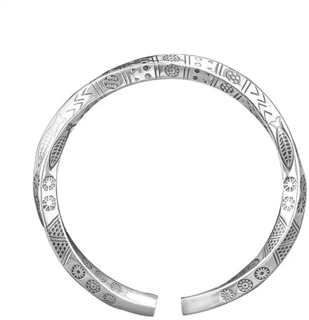 KF-Premium Silver Plated Men's Bracelet - Handmade Twisted Cuff Bracelet - Adjustable Vintage Open Thai Bangle - Luxury Jewellery Gift for Men - Ideal for Birthday, Anniversary & Valentines