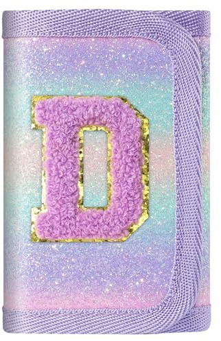 sundee Kids Wallet Trifold Wallet with Personalized Initials Alphabet Perfect Girls Gifts for Birthday Festival Purple-D