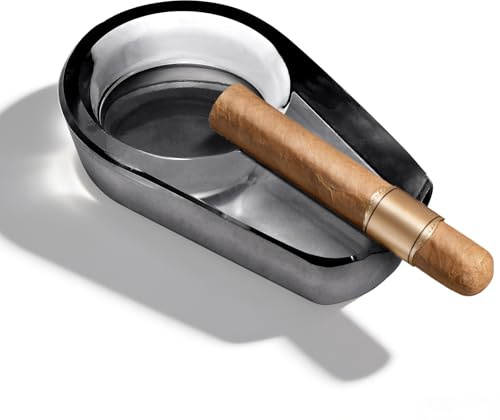 CLZOONG Cendrier à cigares d'extérieur en verre, cendrier à fente unique, portable Porte-cigare transparent pour la maison, la terrasse, les voyages (Noir clair)