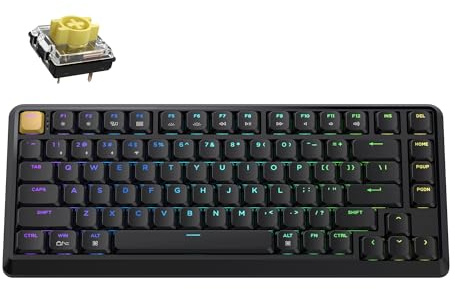 Keychron KJ1 Kabellose mechanische Tastatur, 2,4 GHz, Bluetooth, QMK 75 % Layout RGB, Hot-Swap-fähiger Bananenschalter, kompatibel mit Mac Windows Linux, 2000 mAh Schnellladung für Gaming, Schwarz