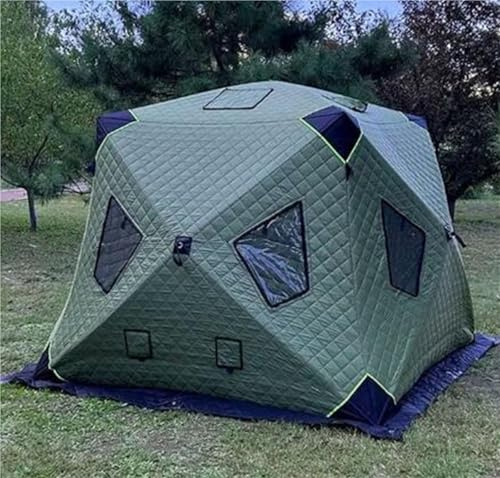 Isfiske, skydd 3-8 personer, isolerat popup-tält, nsulerat termiskt iskanty, bärbart isskant med spisuttag och bärväska för vinterfiske (grön, 200 x 200 cm)