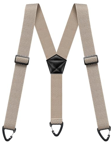 Braces for Men Trousers 4cm Wide Suspenders Adjustable 3 Snap Loop Beige