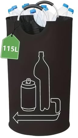 Collecteur de Bouteilles, Sac de Rangement en Tissu Oxford, 115L Collecteur Haute Performance pour Bouteilles Vides | Pour Cuisine, Maison, Garage, Garder, Bureau, Camping, Pique-nique, Buanderie