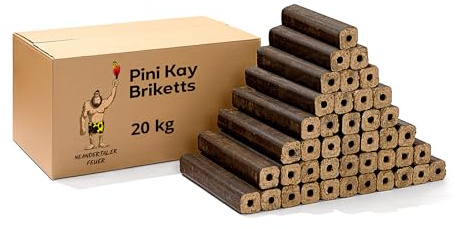 Neandertaler Feuer Holzbriketts PiniKay Hartholzbriketts – Kaminbriketts 20 kg Briketts Kamin Ofen Grill | Briquettes Hartholz Eiche Buche Brikett Holzbrikett Gluthalter