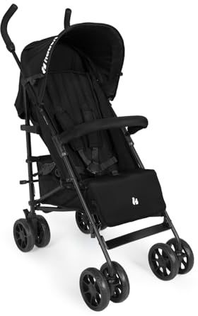 hauck Fold N Care – paraplyvagn för barn från 6 månader till 22 kg, liten hopfällbar, 7,6 kg, med viloläge och UV-skydd 50+, XL korg, EVA plasthjul, vridbara framhjul, svart