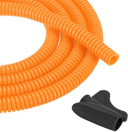 sourcing map 1/4 Inch 100ft Split Wire Loom Tubing, Flexible Cord Protectors with Installation Tool Cable Management Sleeve Conduits Cover for Office Home Electrical Automotive Wires, Orange