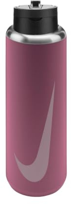 NIKE SS Recharge Straw Bottiglia per Bere Peony/Black/Pink Foam 709 ml
