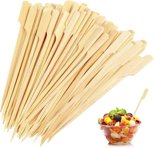 100Pcs Wooden Sticks,Wooden Lolly Cocktail Sticks Bamboo Kebab Skewers